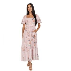 Baltic Born - NWT Annabeth Midi Dress Blush Floral Pink Embroidered Tulle Sz M